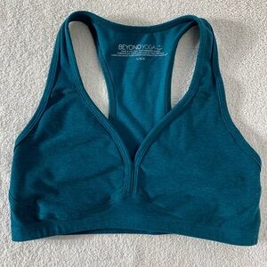 Beyond Yoga Deep Teal Space Dye Lift Your Spirits Sports Bra L Activewear